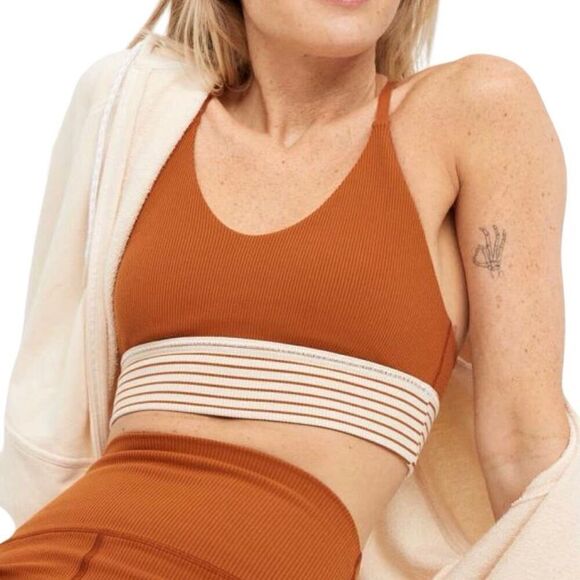 Aerie Offline Caramel Ribbed Scoop Sports Bra - Picture 1 of 8